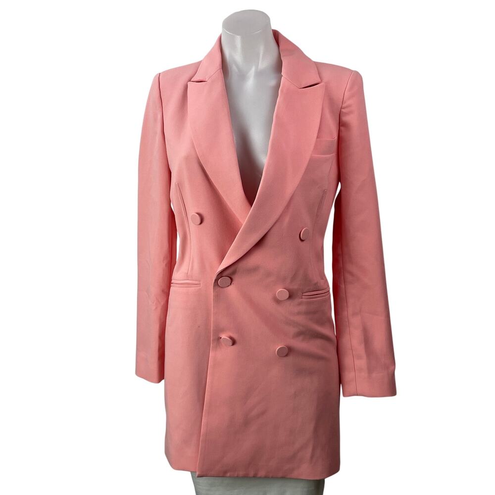 BCBGMAXAZRIA Women's Pink Cowl Back Double Breasted Blazer Mini Dress Size S